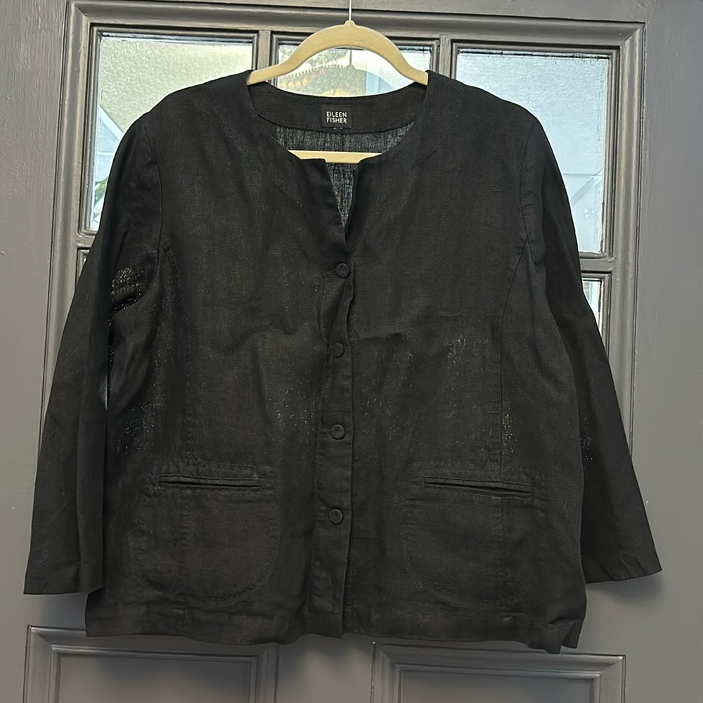 Eileen Fisher Irish Linen Layering Blazer size XL
